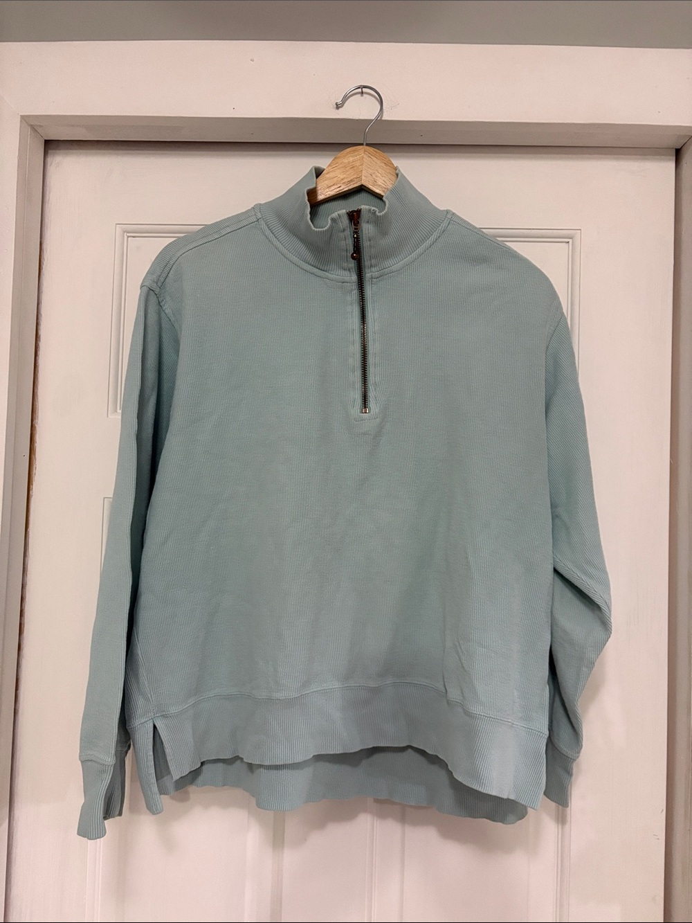 Columbia Light Aqua Half-Zip Mock Neck Sweater